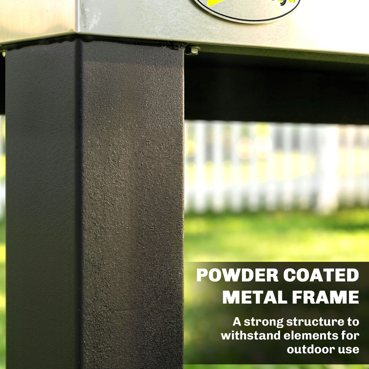 Outdoor Grill Cart with Stainless Steel Top, 2 Shelves and Lockable Wheels, Black