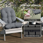 Set of 2 Tufted High Back Adirondack Chair Cushions with Ties, Non-Slip Grey