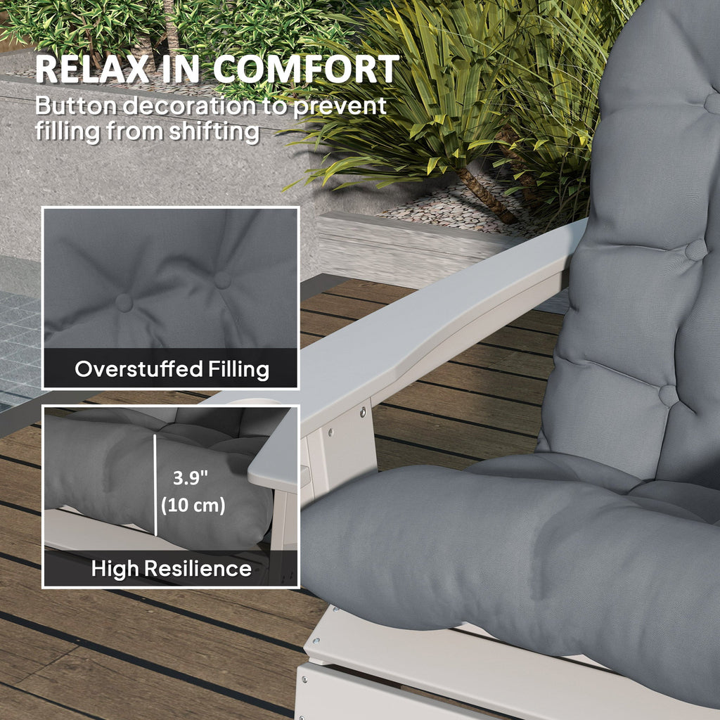 Set of 2 Tufted High Back Adirondack Chair Cushions with Ties, Non-Slip Grey
