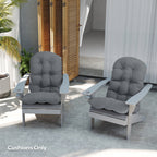 Set of 2 Tufted High Back Adirondack Chair Cushions with Ties, Non-Slip Grey