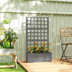 24" x 9" x 44.5" Raised Garden Bed with Trellis and Drainage, Gray