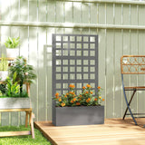 24" x 9" x 44.5" Raised Garden Bed with Trellis and Drainage, Gray