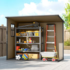 EverBase 8' x 4' Outdoor Storage Shed with Window, Lockable Doors and Vents, Light Brown