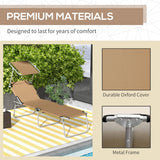Adjustable Folding Lounge Chair with Sun Shade, Brown