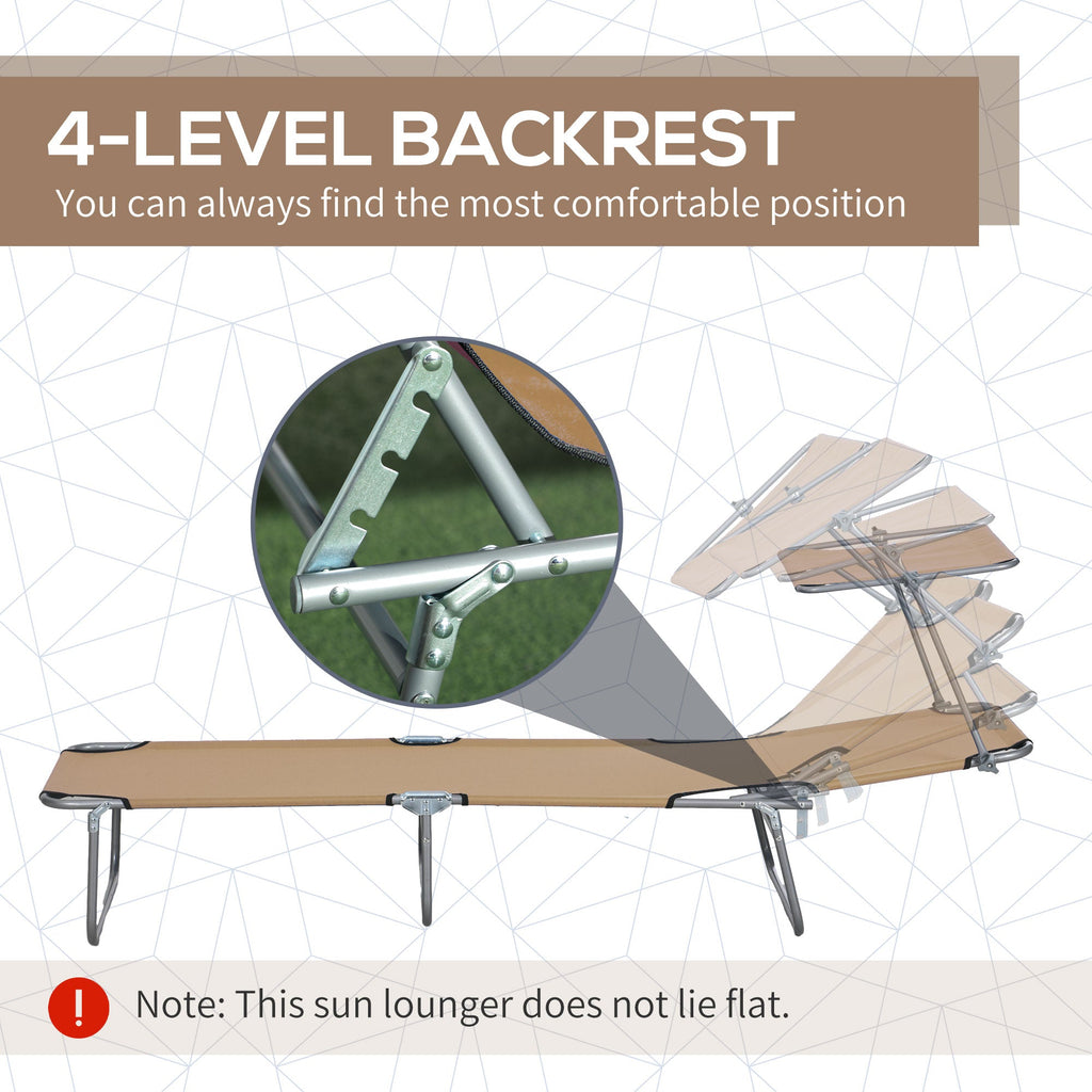 Adjustable Folding Lounge Chair with Sun Shade, Brown
