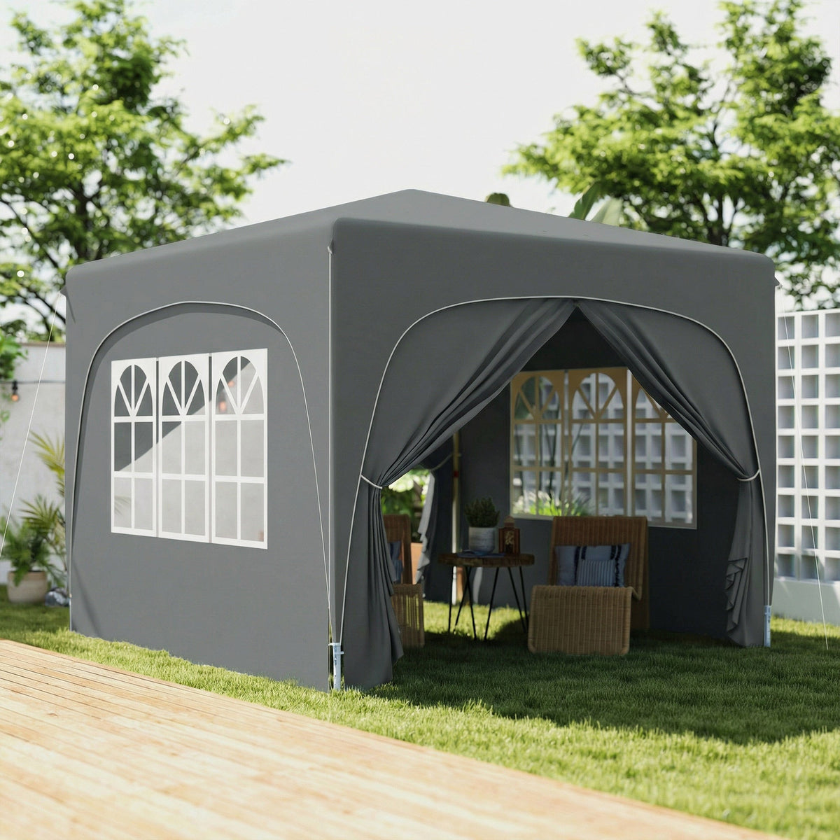 3 x 3 m Pop Up Gazebo with Sides, Carry Bag and UPF50+, Dark Grey