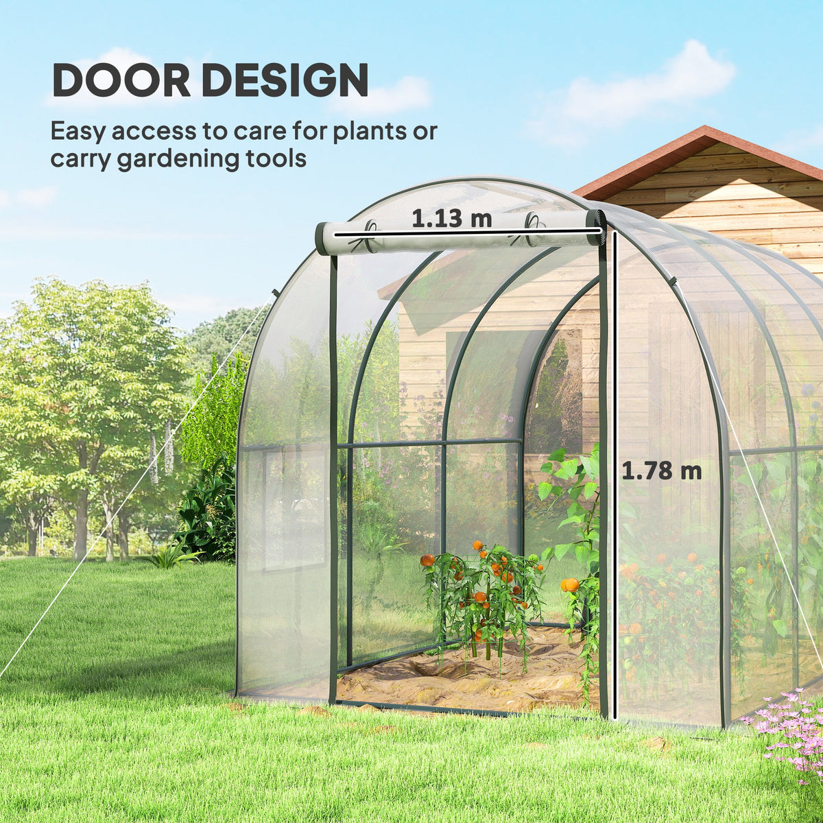 3 x 2 x 2 m Polytunnel Greenhouse with Roll-up Door, Clear