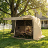 2 x 2 m Pop Up Gazebo with Awning, Sides, Mesh Windows & Carry Bag, Khaki