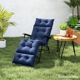 Tufted 74.8" x 22" x 4" Outdoor Chaise Lounge Cushion with Ties, Navy Blue