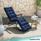 Tufted 74.8" x 22" x 4" Outdoor Chaise Lounge Cushion with Ties, Navy Blue