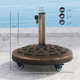 46 lbs Patio Umbrella Base with Wheels, Bronze