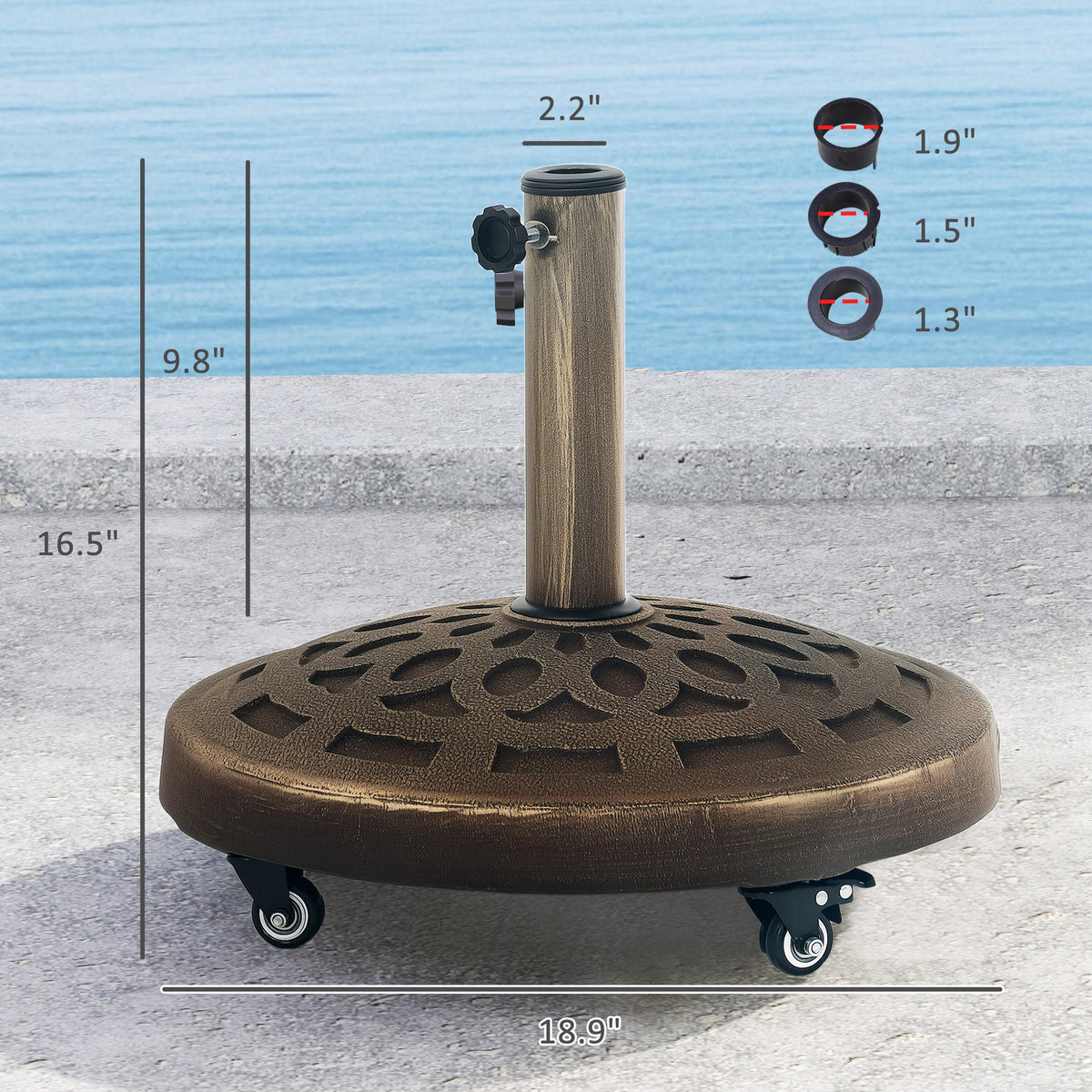 46 lbs Patio Umbrella Base with Wheels, Bronze