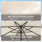 2.7 m Garden Parasol with Cross Base, Sandbag and Tilt, Cream White