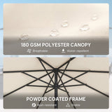 2.7 m Garden Parasol with Cross Base, Sandbag and Tilt, Cream White