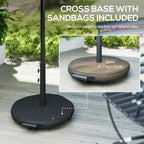 2.7 m Garden Parasol with Cross Base, Sandbag and Tilt, Cream White