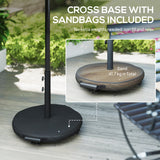 2.7 m Garden Parasol with Cross Base, Sandbag and Tilt, Cream White