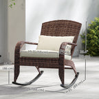 Wicker Adirondack Rocking Chair with Cushion and Pillow, Cream White/Brown