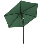 2.6 m Garden Parasol with Tilt, Crank, Vent & Aluminium Pole, Dark Green