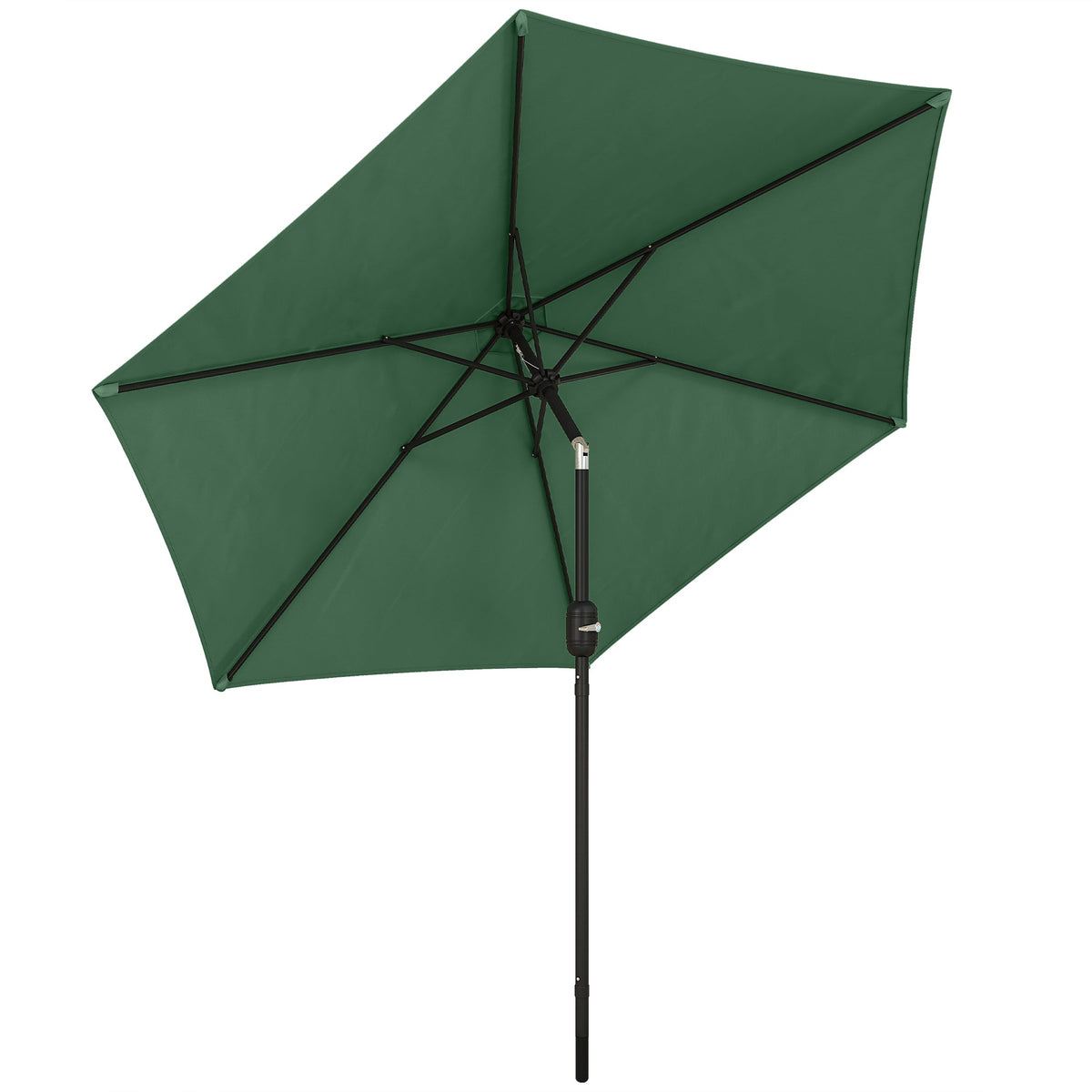 2.6 m Garden Parasol with Tilt, Crank, Vent & Aluminium Pole, Dark Green