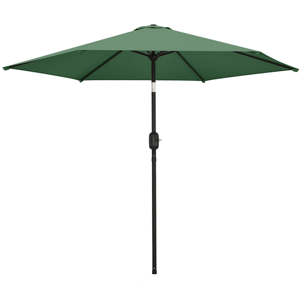 2.6 m Garden Parasol with Tilt, Crank, Vent & Aluminium Pole, Dark Green