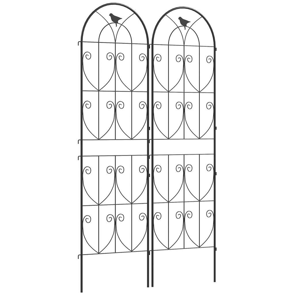 Set of 2 Metal Garden Trellis Panels, 180 x 50 cm, Bird Design