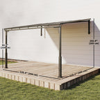 11' x 10' Wall Mounted Lean-to Pergola with Polycarbonate Roof, Brown