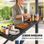 2.5 x 1.5 m Hardtop BBQ Grill Gazebo with 2 Shelves, Brown