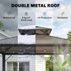2.5 x 1.5 m Hardtop BBQ Grill Gazebo with 2 Shelves, Brown