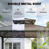 2.5 x 1.5 m Hardtop BBQ Grill Gazebo with 2 Shelves, Brown