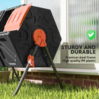 34.5 Gallon Dual Chamber Compost Tumbler with Steel Legs, Orange