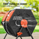 34.5 Gallon Dual Chamber Compost Tumbler with Steel Legs, Orange