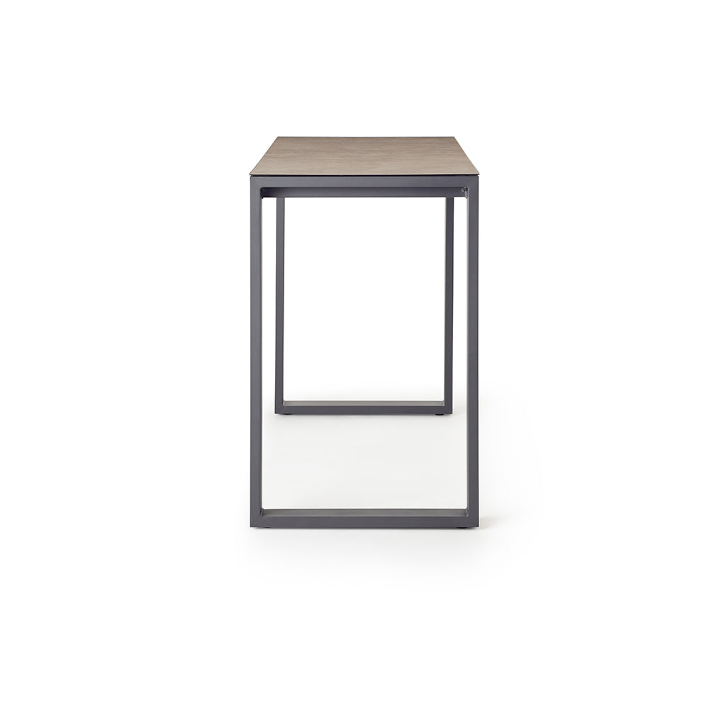 Ventura 66" Bar Table in Charcoal - Ceramic-Style Glass Top