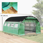 10' x 13' x 6.5' Walk-in Tunnel Greenhouse with 2 Doors, Green