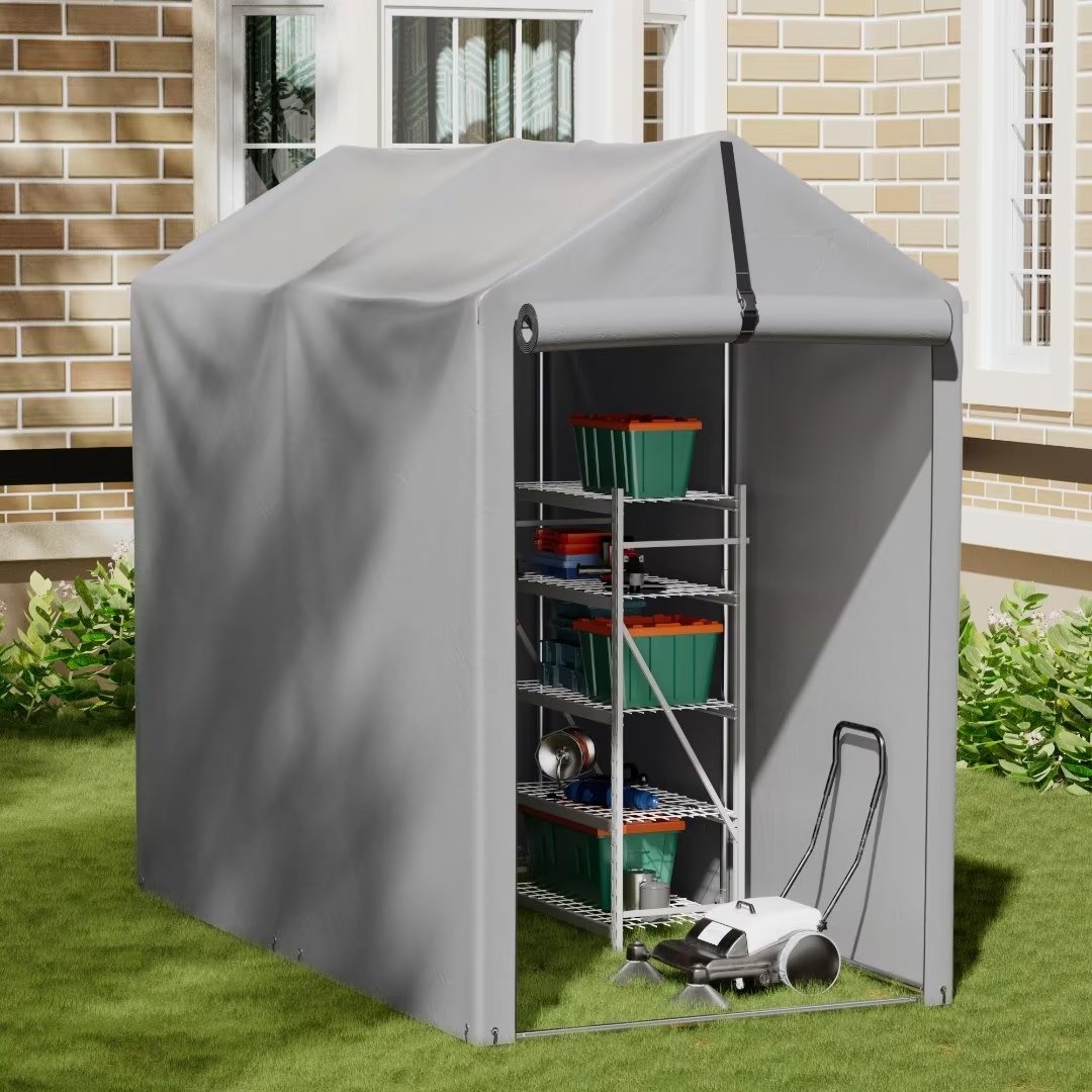 Vineego 3x6x5 ft Outdoor Storage Shed Portable Garage Shelter, Outdoor Shed with Roll-up Zipper Door, Storage Shelter for Motorcycle, Lawn Mower, Bike, Anti-Snow Portable Garage Kit Tent, Grey - Walmart.com