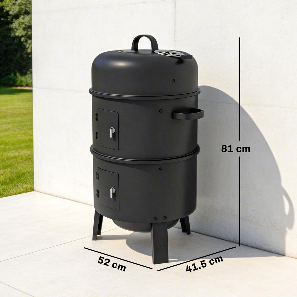 3-in-1 Vertical Charcoal Smoker with 2 Grill Grates