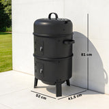 3-in-1 Vertical Charcoal Smoker with 2 Grill Grates