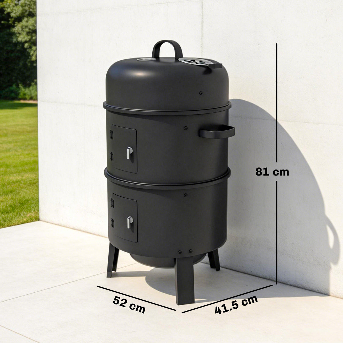 3-in-1 Vertical Charcoal Smoker with 2 Grill Grates