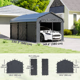 Carport Sidewalls Replacement Kit for 12' x 20' Carport, Dark Grey