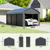 Carport Sidewall Panels Set of 4 for 12' x 20' Carports, Dark Gray