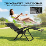Zero Gravity Lounger Chair with Cup Holder, 400 LBS Capacity, Black