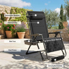 Zero Gravity Lounger Chair with Cup Holder, 400 LBS Capacity, Black