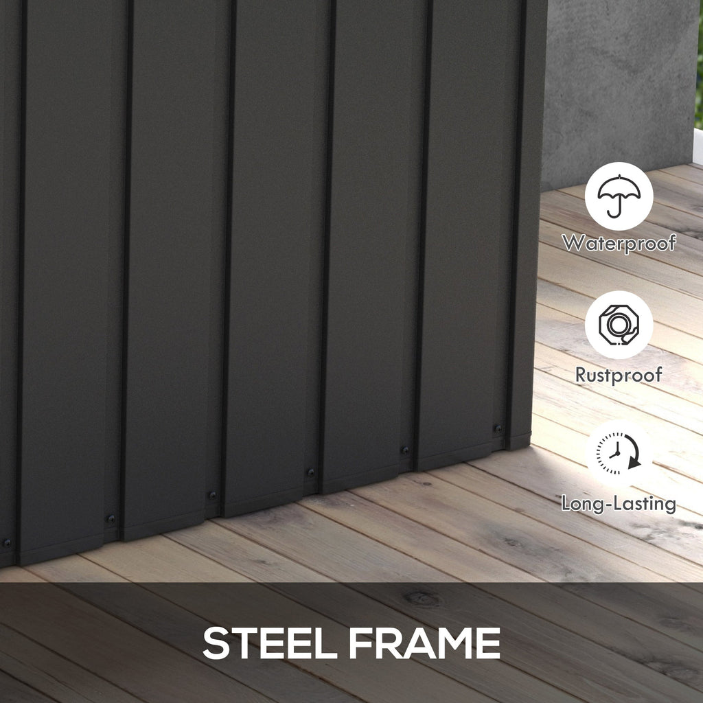 119 Gallon Galvanized Steel Deck Box with Wheels and Handles, Dark Grey