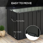 119 Gallon Galvanized Steel Deck Box with Wheels and Handles, Dark Grey