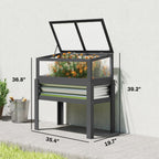 Raised Garden Bed with Flip-Up Greenhouse Top and Legs, Gray