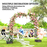 7.2ft Garden Arch with 2 Planter Boxes for Climbing Plants, Black