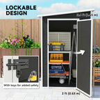 4 x 5FT Plastic Lean-to Garden Shed with Floor, Window and Vent, Black