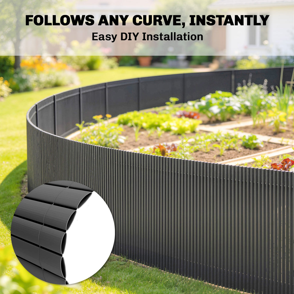 2pcs Plastic Privacy Screening Fence, 1 m x 5 m, Dark Grey