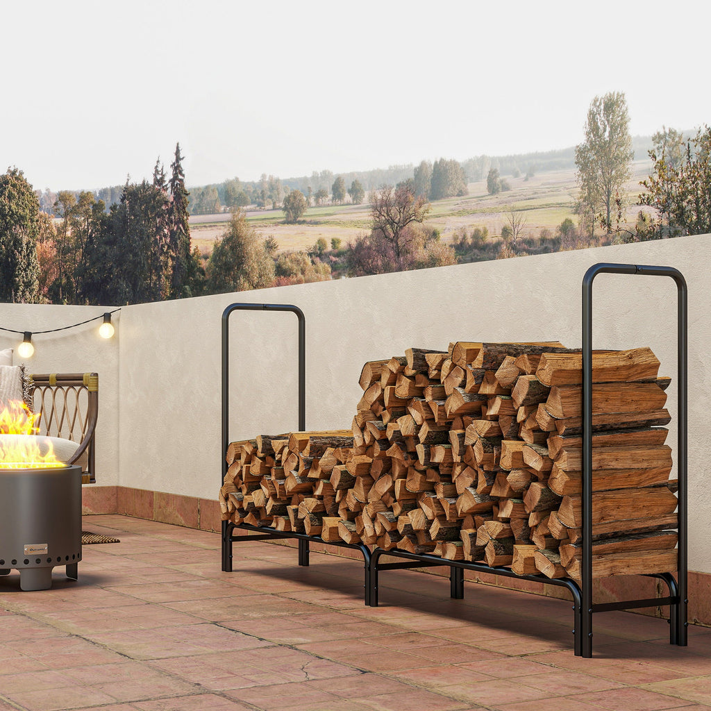 Heavy-Duty Firewood Rack with Waterproof Cover in Dark Green, 78.7" x 14.2" x 39"