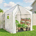 63" x 63" x 78.7" Mini Walk-in Greenhouse with PE Cover, Roll-up Door & 3 Mesh Windows, White
