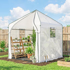 63" x 63" x 78.7" Mini Walk-in Greenhouse with PE Cover, Roll-up Door & 3 Mesh Windows, White